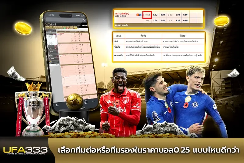 เลือกทีมต่อหรือทีมรองใน ราคาบอล0.25 UFA333